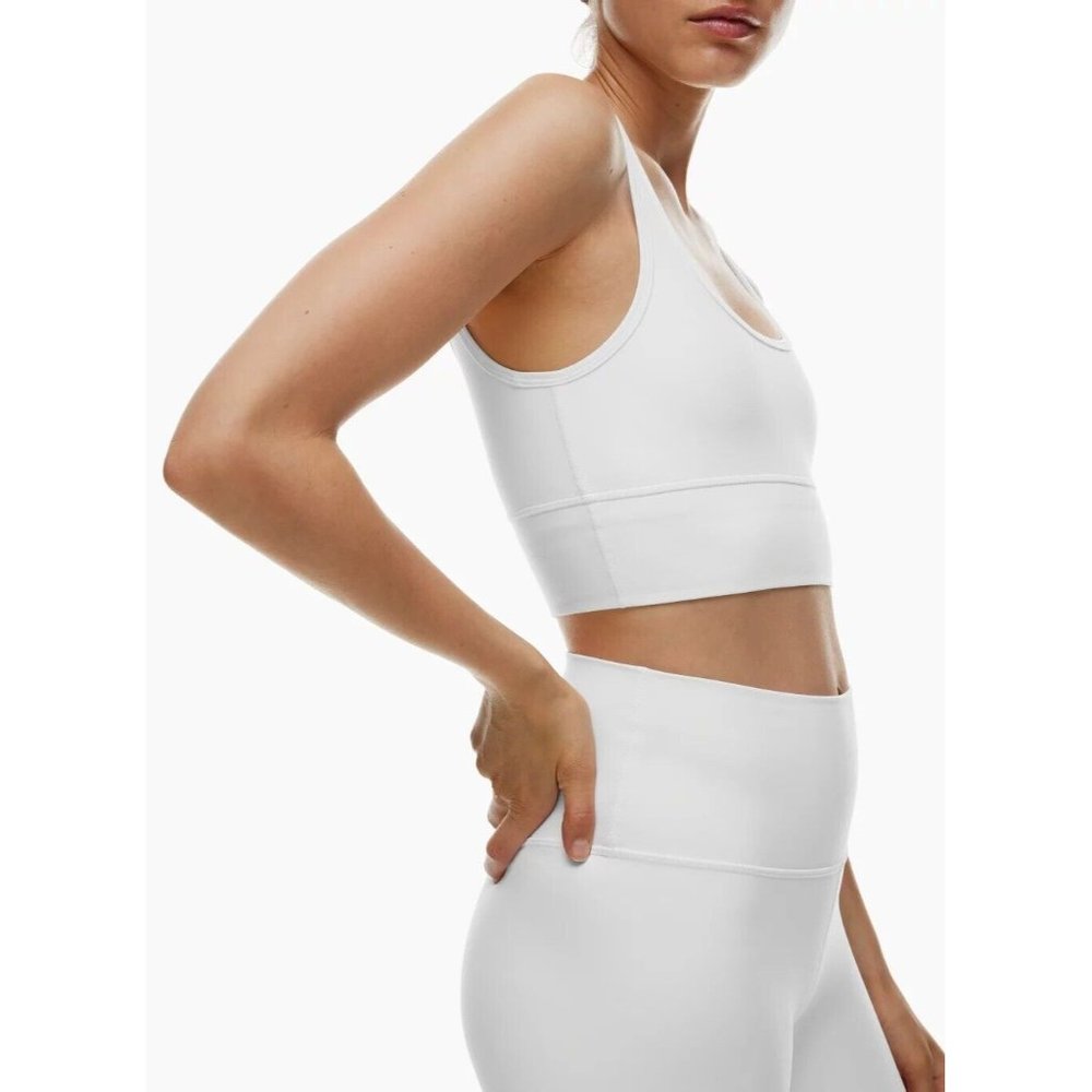 Aritzia TNA TnaButter White Slim Fit Scoop Neck Mini Longline Bra Top, Size M - Picture 11 of 13